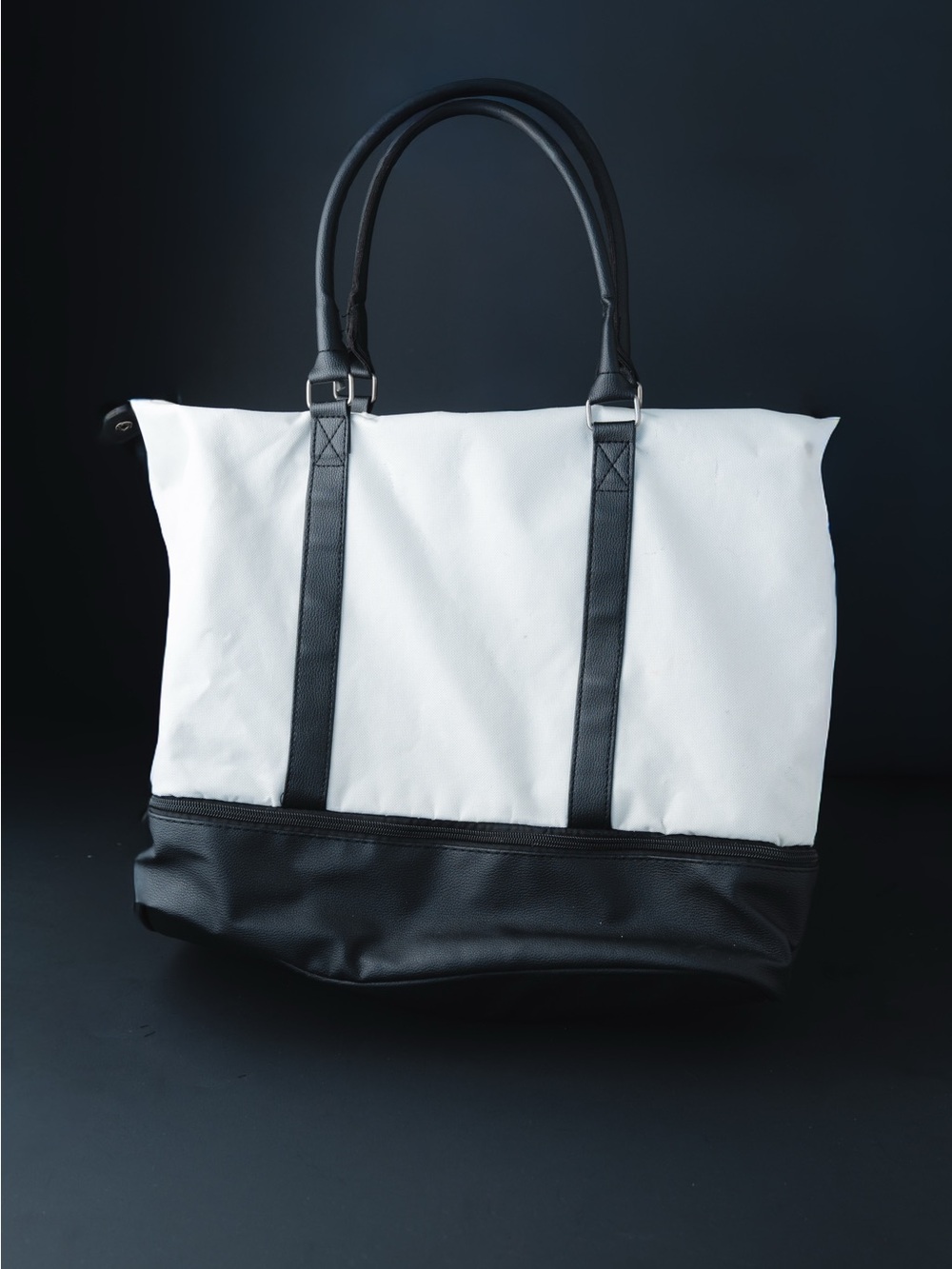 Cream and Black Duffel Bag - Stylish Weekender